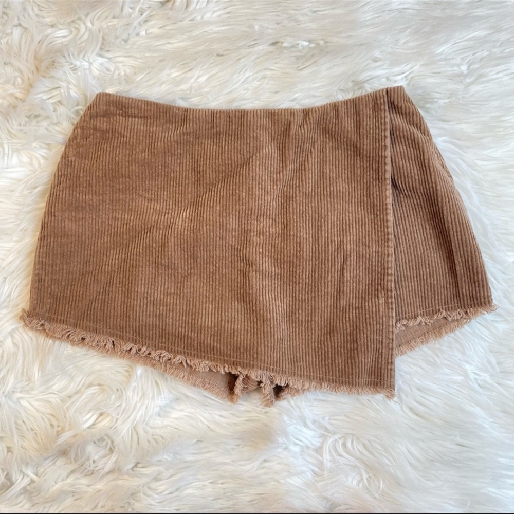Brown Corduroy Shorts Skirt